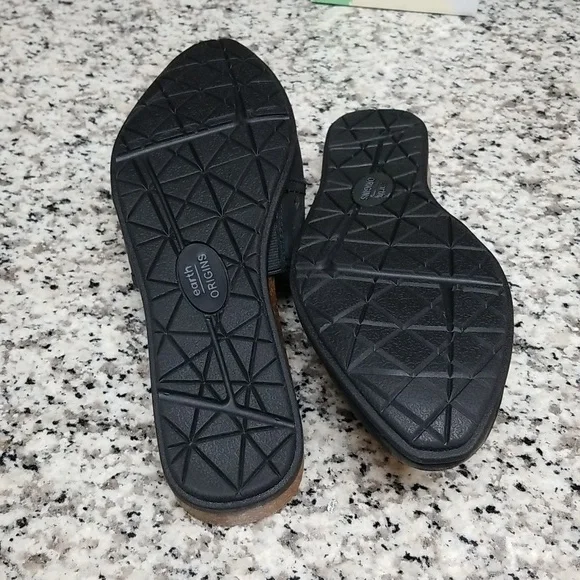 EARTH ORGINS NUBUCK LEATHER SLIDES/MULES, BLK W10 - Picture 4 of 5